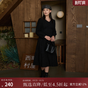 法式 新款 提花设计裙子HA9502005 连衣裙女春季 西町村屋复古感长袖