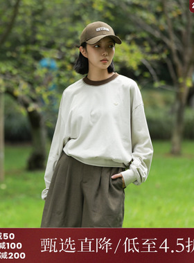 西町村屋韩系休闲无帽卫衣女秋季新款百搭套头圆领上衣XH9C10071