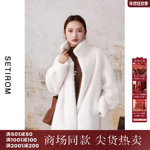 西町村屋韩版氛围感毛绒外套女装秋冬新款气质长款上衣XH9D10007