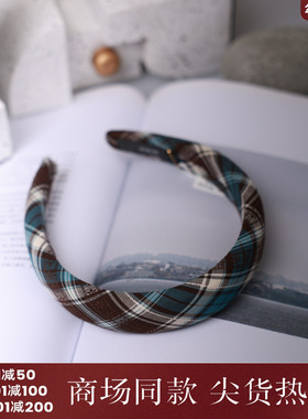 西町村屋学院风格纹发箍新款复古百搭文艺高颅顶发饰XA9C40028