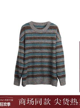 西町村屋彩点渐变段染毛衣女秋冬新款休闲宽松百搭毛衫XA9C10096