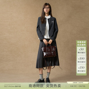 刺绣圆领短款 西町村屋学院风外套女装 2025秋季 新款 XHAC10737 西装
