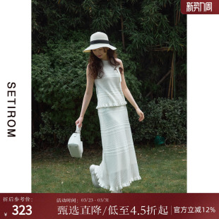 高级钩花镂空两件套AB9601006 新款 西町村屋气质蝴蝶结套装 女夏季