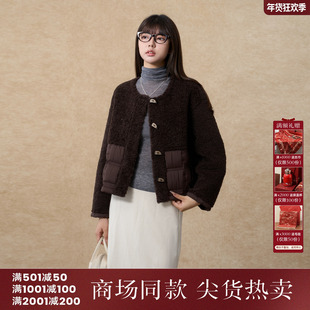 西町村屋简约外套女装2025冬新款设计感拼接短款羽绒服XHAD10233