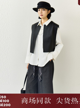 西町村屋复古马甲女装2026春新款休闲宽松圆领无袖马夹XHBA10290