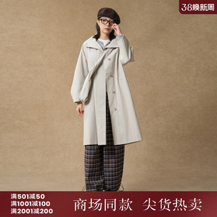 西町村屋韩系风衣女2025秋季新款休闲立领极简长款风衣XHAC10653