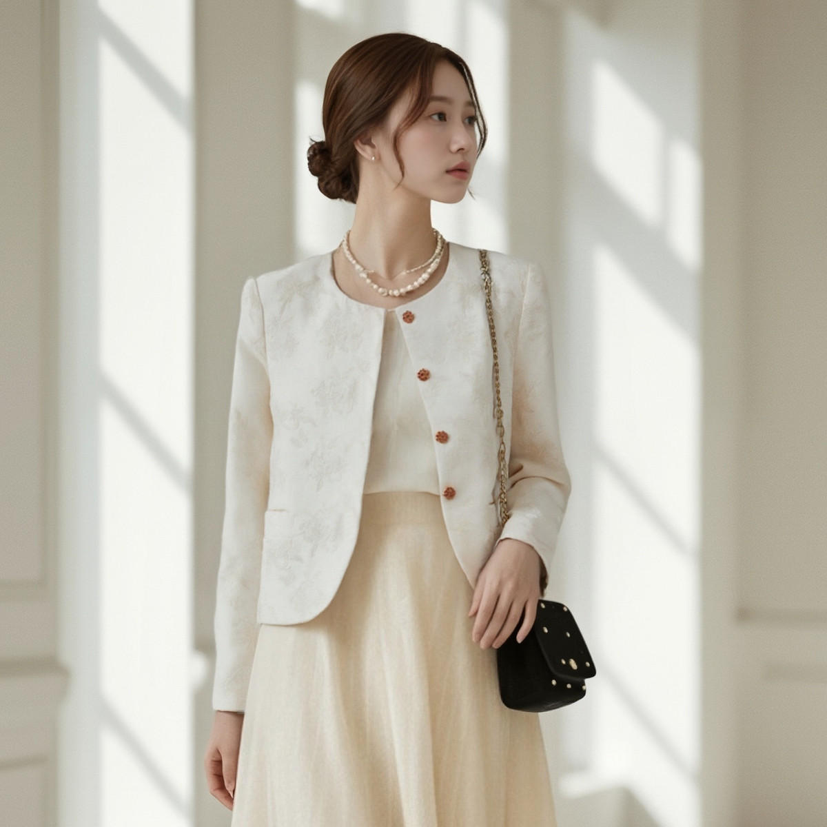 西町村屋法式外套女装春季新款气质感提花设计短款上衣HA9219009,女装/女士精品,短外套,淘宝优惠券,粉丝福利购,淘宝优惠卷