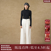 西町村屋明线设计直筒裤 子XX9C10049 休闲宽松高腰裤 女装 秋冬新款