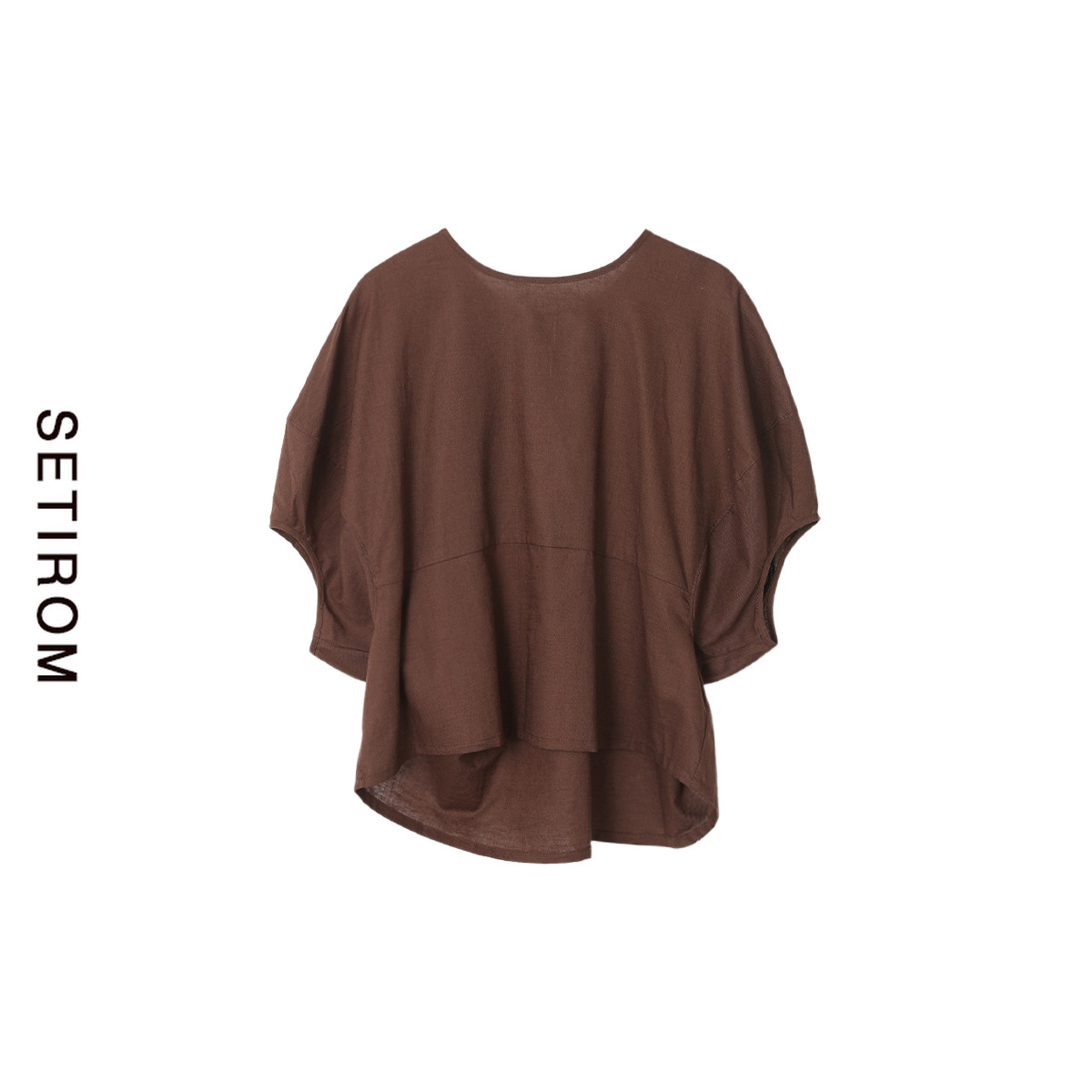 西町村屋韩系圆领设计短袖衬衣女