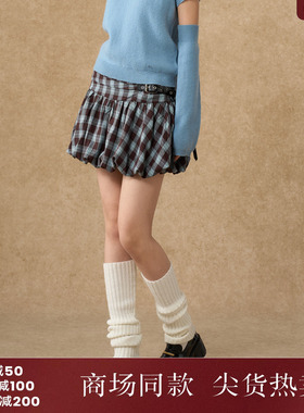 西町村屋复古短裙女2025秋季新款文艺风格纹设计感裙子XAAC10578