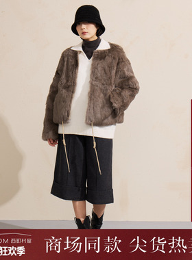 西町村屋休闲感两面穿派克服女装2025冬季新款皮草外套XHAD10956