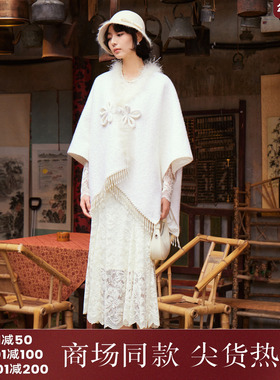 西町村屋一字肩蕾丝连衣裙2026春新款气质休闲舒适长裙XAAC10676