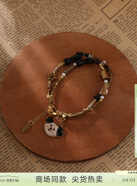 西町村屋可爱帽子小狗百搭项链