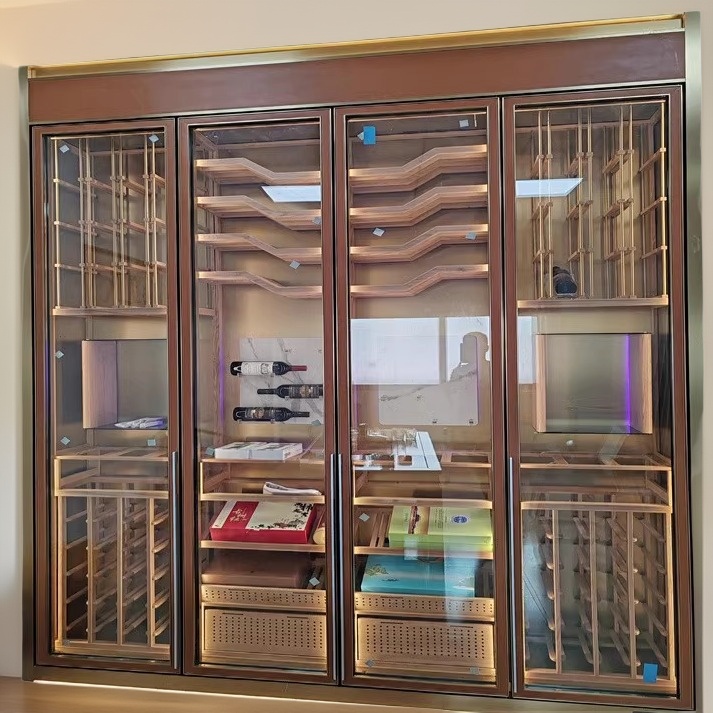 高端会所家用不锈钢恒温红酒柜恒湿雪茄柜常温洋酒白酒展示柜定制