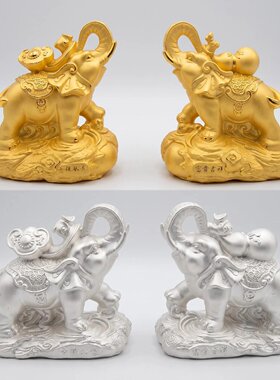 一对纯银大象摆件富贵吉祥如意足银999开业礼品乔迁新居客厅装饰