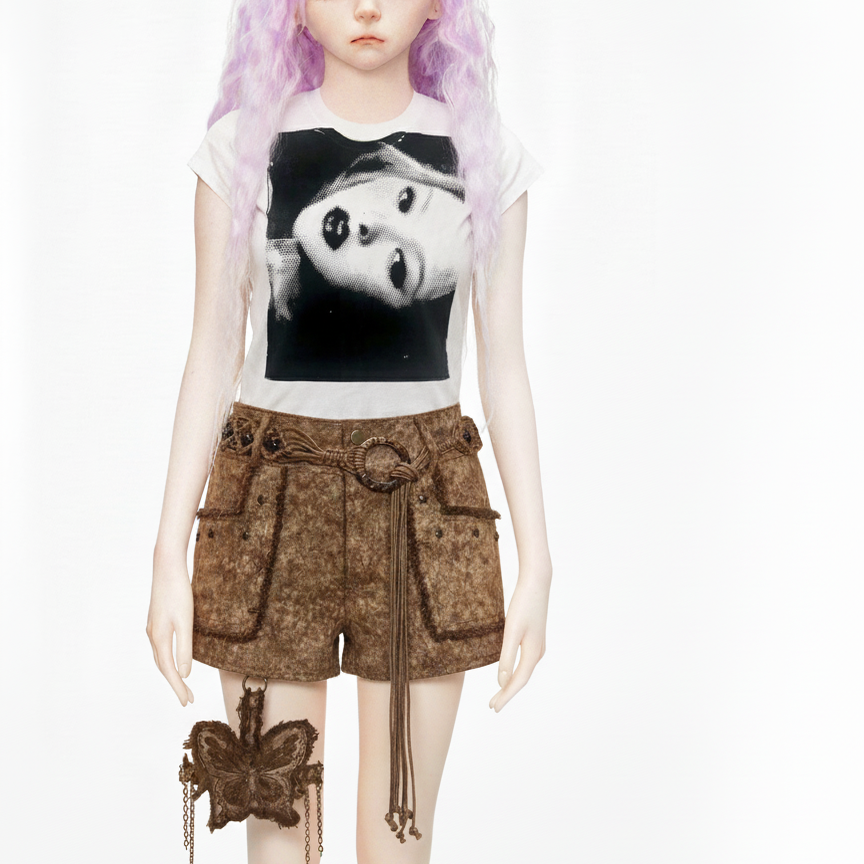 棱镜Prism Y2K亚文化欧美人像暗黑视觉系美式复古御姐风短袖T恤