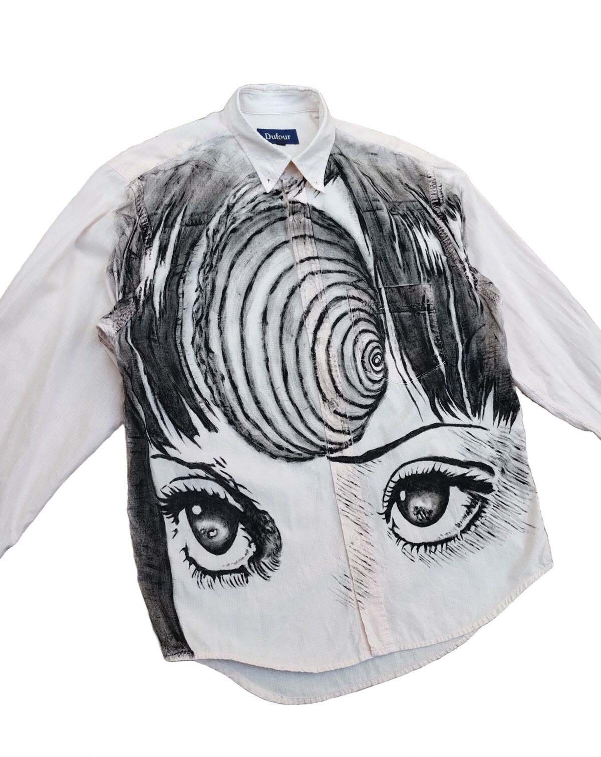 thumbnail for Prism: Dark system eerie style eye spiral Arbi-style anime loose stiff long sleeve shirt