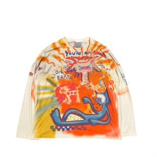 彩色多巴胺街头彩绘设计感亚文化高街松弛感插肩长袖 无性别潮 秋季