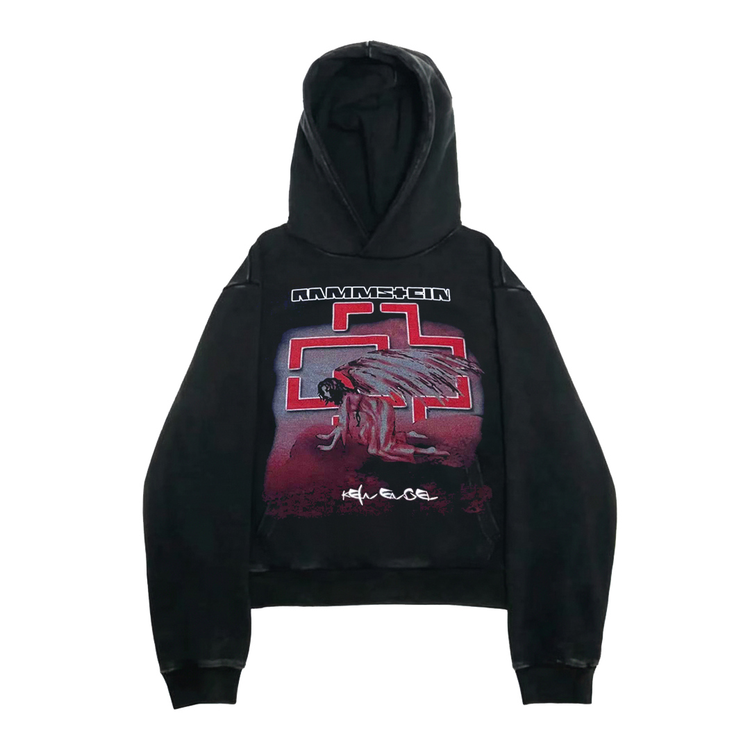 棱镜Prism   Rammstein乐队摇滚风高街暗黑系嘻哈宽松连帽卫衣