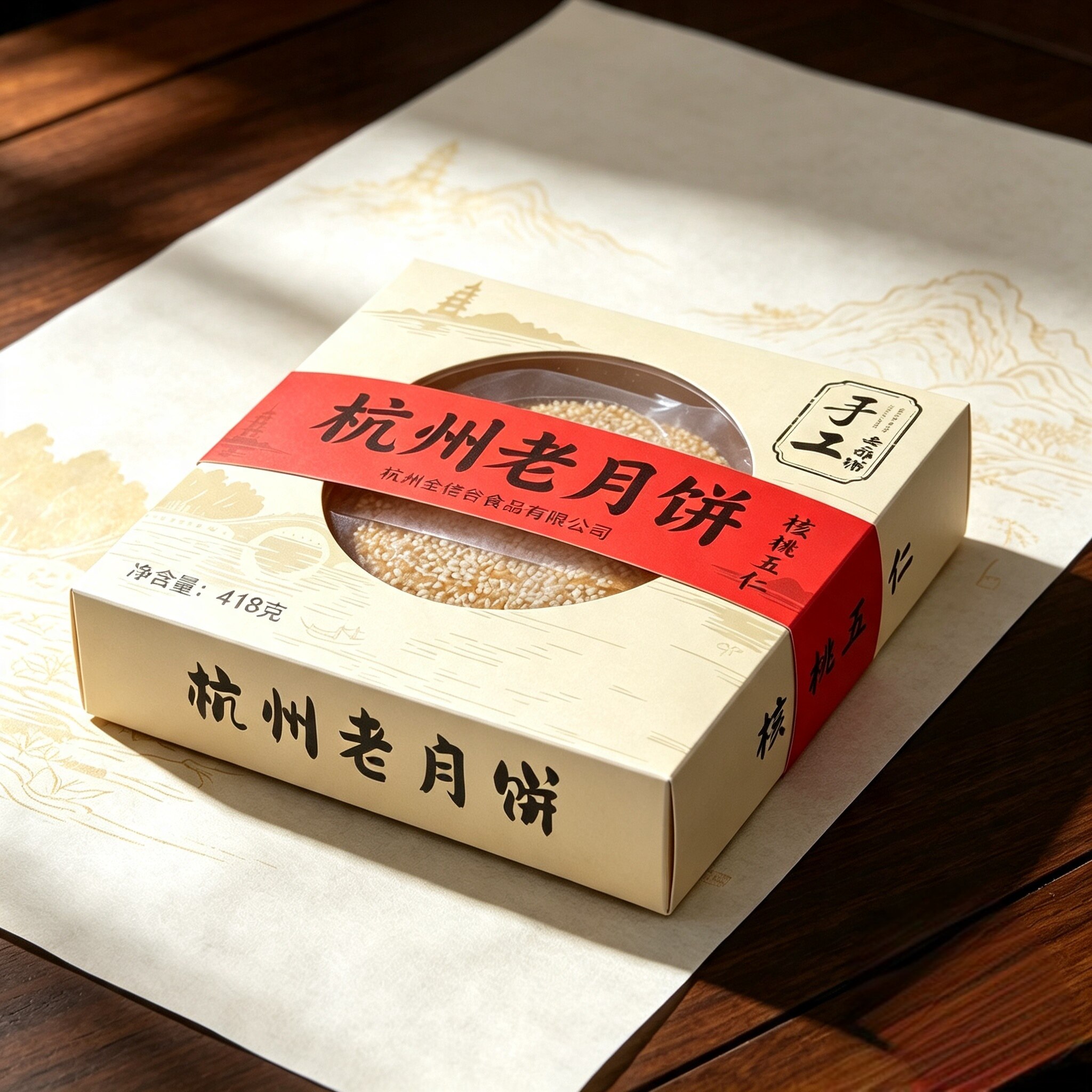 金佬谷杭州老月饼蛋黄肉松核桃大月饼老月饼盒装传统糕点418g