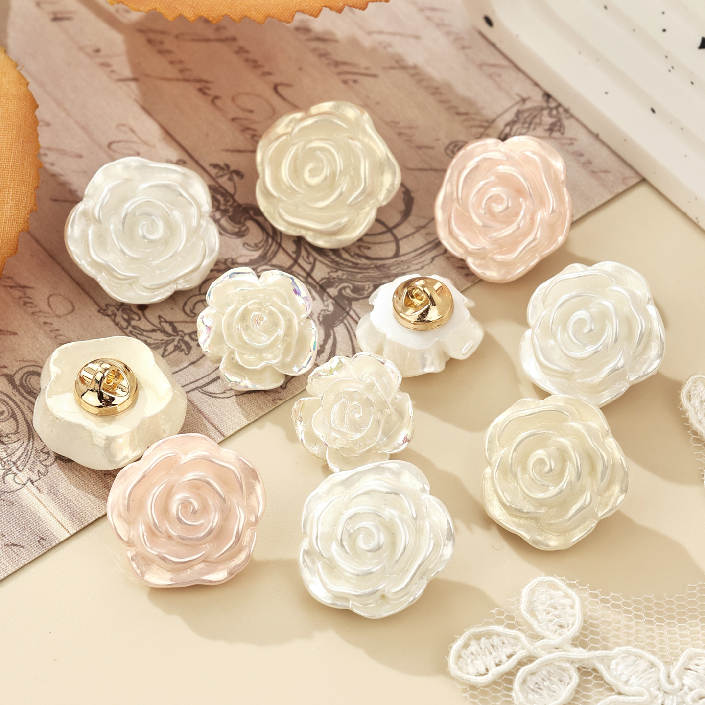 高档立体玫瑰花开衫毛衣外套纽扣