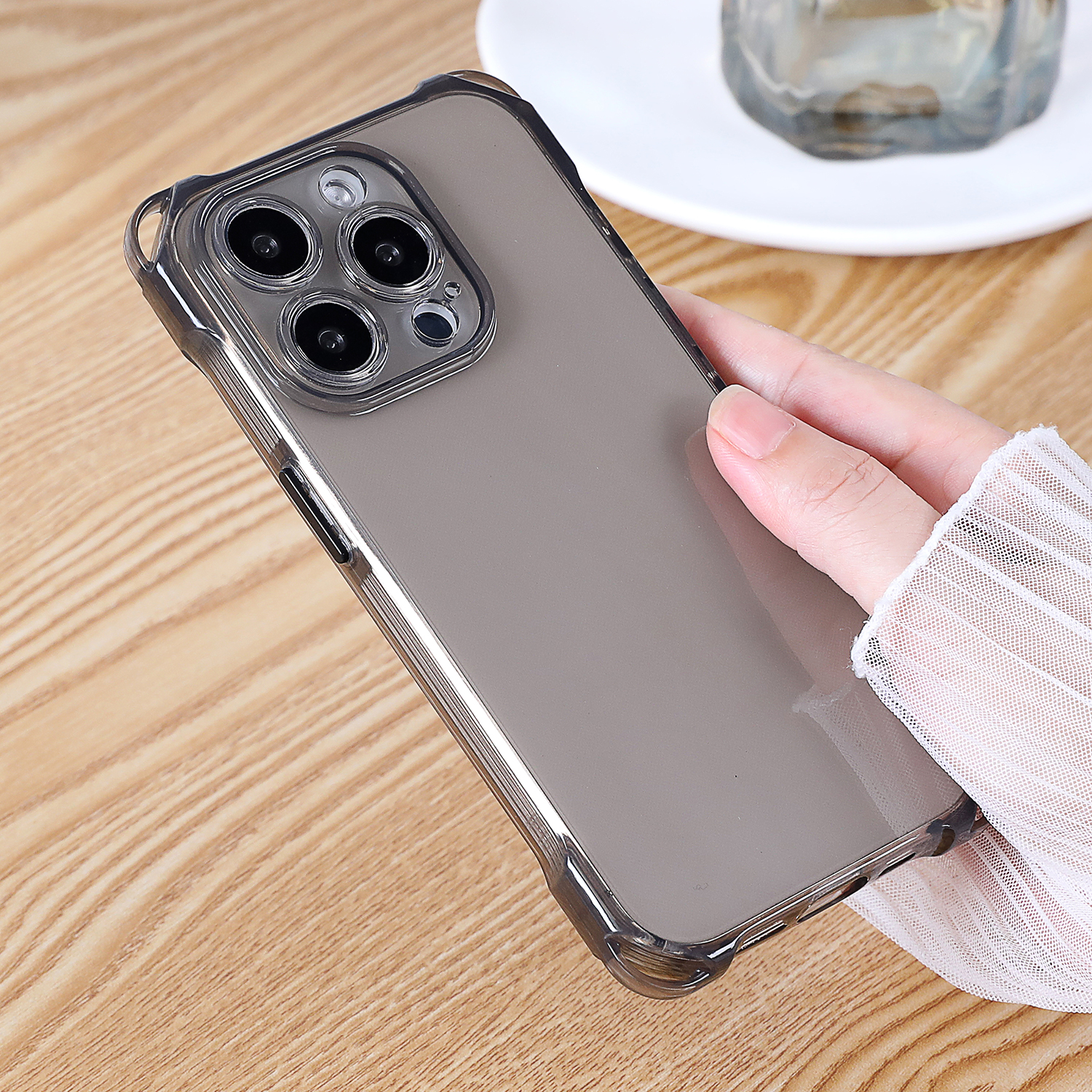 四角可挂绳防摔软壳适用iPhone15Promax斜跨手机壳16全包镜头13Pro透黑保护套12max简约透明14plus时尚11新款