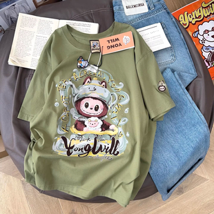 一线大牌~尾货清仓国潮夏创意印花短袖T恤女纯棉圆领宽松百搭上衣