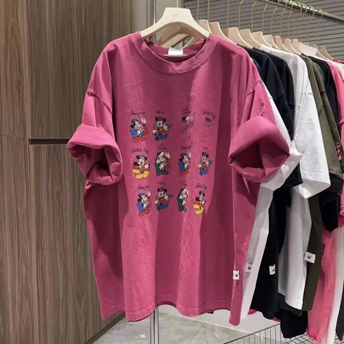 正肩短袖T恤女纯棉圆领