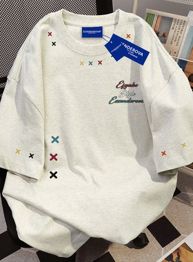 奥特莱斯~品牌折扣捡漏夏季新款美式复古印花短袖t恤男士半袖上衣