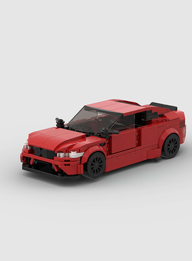 MOC国产小颗粒塑料积木BMW 红色宝马M5赛车跑车模型儿童益智玩具