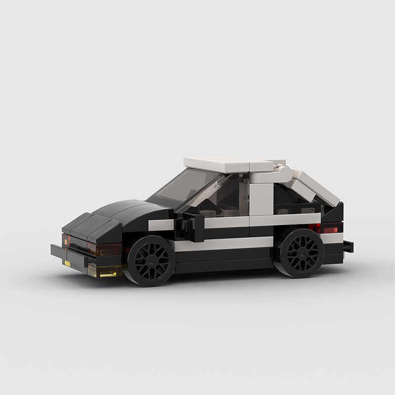 MOC经典动漫迷你AE86赛车模型国产小颗粒积木儿童益智DIY拼装玩具