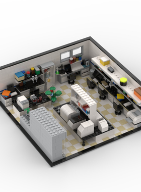 MOC小颗粒国产积木创意模型办公室摆件DIY玩具实验室拼搭节日礼物