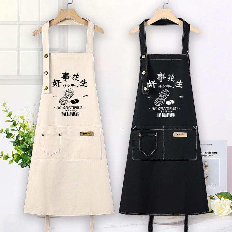 棉围裙美甲店家用厨房纯棉布料女2025新款网红餐饮专用工作服定制