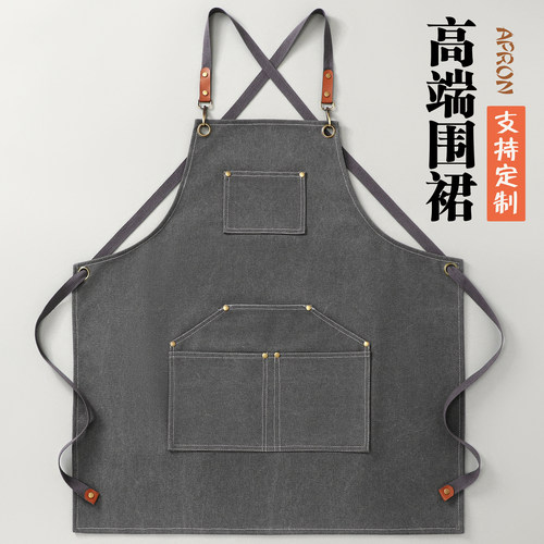 新款围裙定制印字餐饮工作服