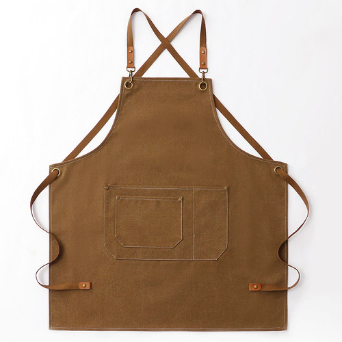 交叉带水洗帆布围裙可定制