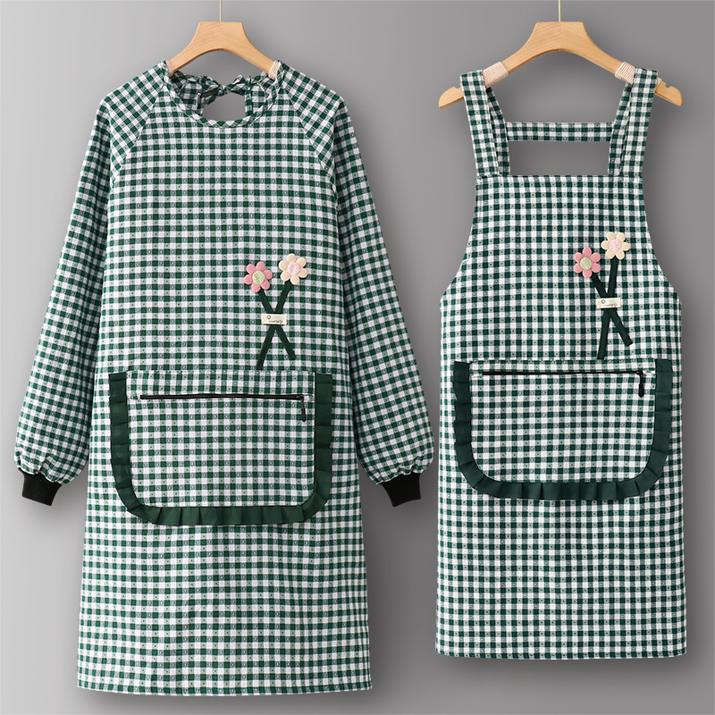 长袖纯棉工作服围裙家用厨房