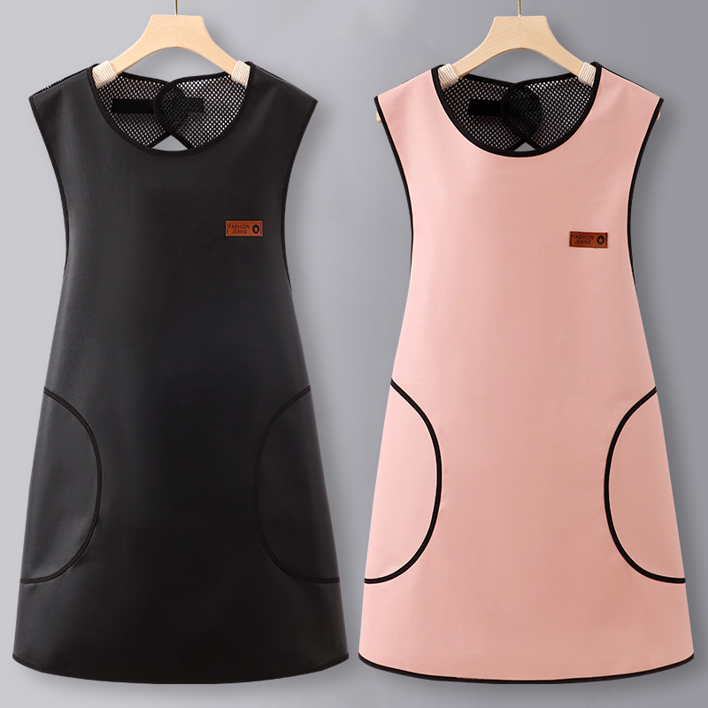 pu皮革围裙女家用厨房家里家外防水防油软皮餐饮专用工作服男订制