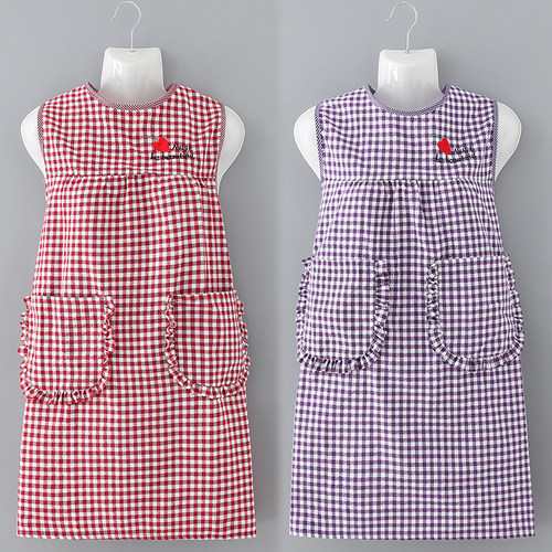 纯棉时尚花格坎肩围裙