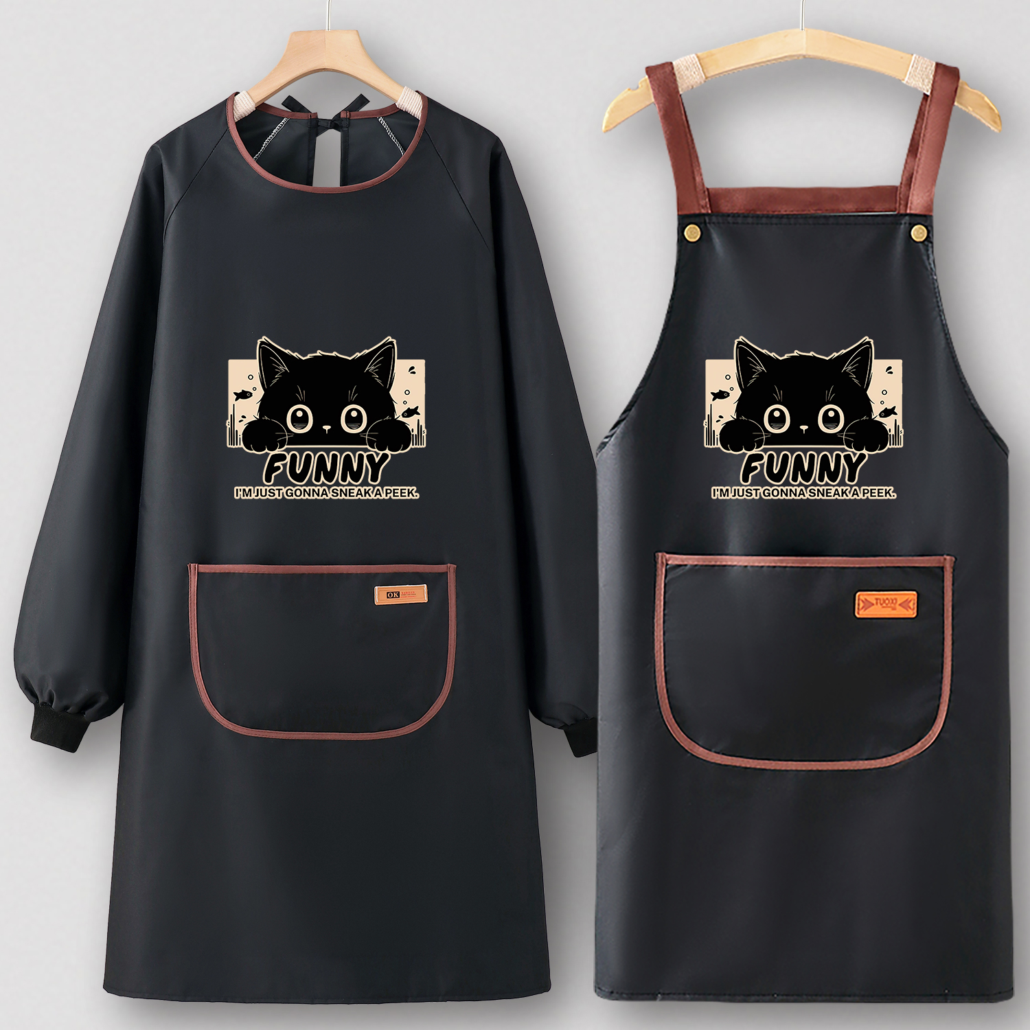 服务员围裙厨房家用防水防油大人工作服罩衣女新款男上班专用定制