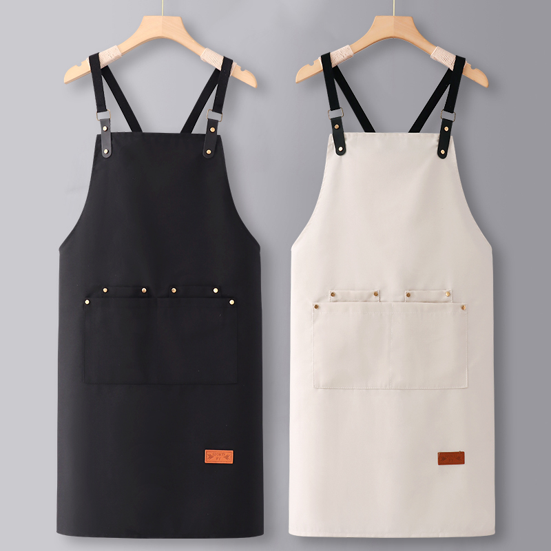 纯棉围裙定制logo印字工作服女