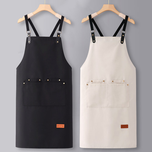 纯棉围裙定制logo印字工作服女