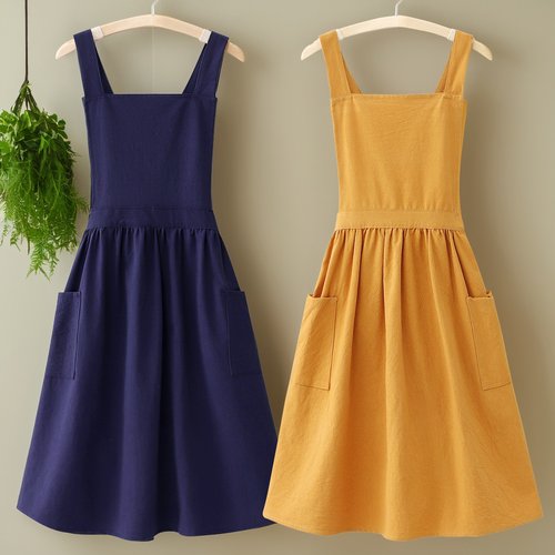 公主风交叉带纯棉围裙