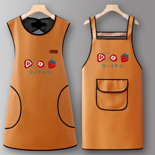 坎肩式 工作定制logo印字 餐厅pu围裙防水防油海鲜厨房家用2025新款