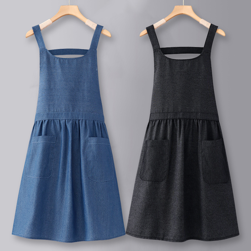 牛仔布围裙工作服女定制