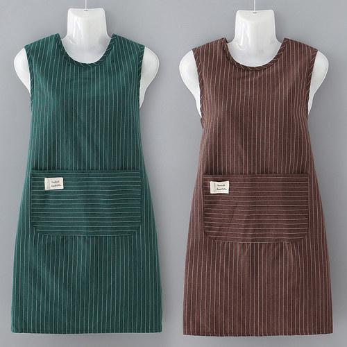 纯棉竖纹坎肩围裙可定制