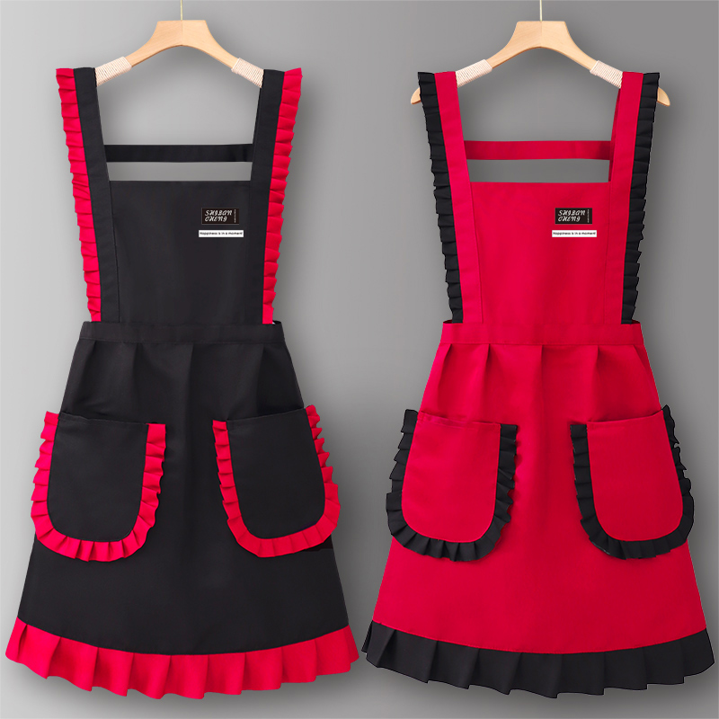 纯棉家用厨房围裙时尚工作服女