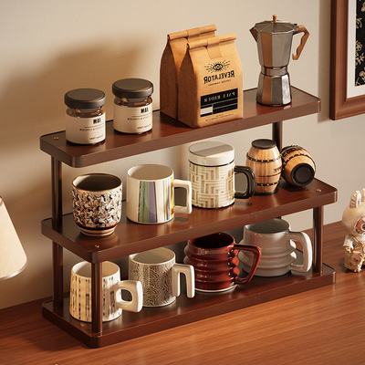 桌面杯子收纳置物架中古风多层