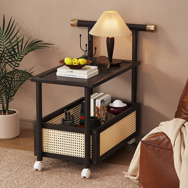 家用现代简约落地移动边几推车双层轻奢藤编储物收纳架带轮小推车,住宅家具,移动边几/推车,淘宝优惠券,粉丝福利购,淘宝优惠卷