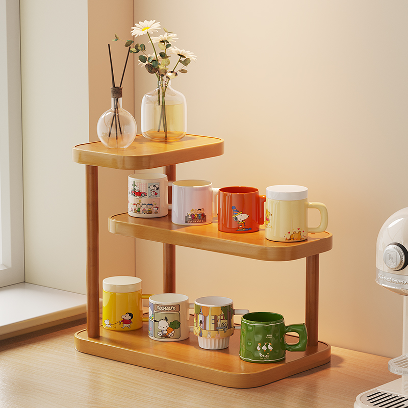 桌面多层杯架吧台水杯咖啡杯置物架杯子收纳架餐边柜餐桌台面收纳