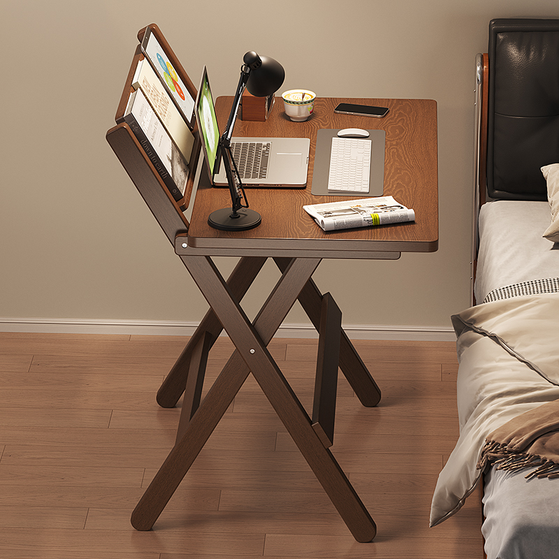 床边小折叠桌学生课桌可折叠小户型写字桌卧室家用不占空间中古风